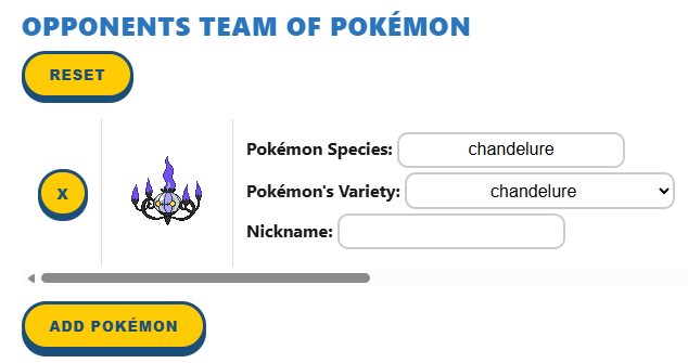Example of the opponents team