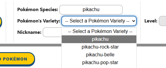 Example variety selection